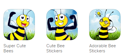 Cute bee stickers available for download in App Store